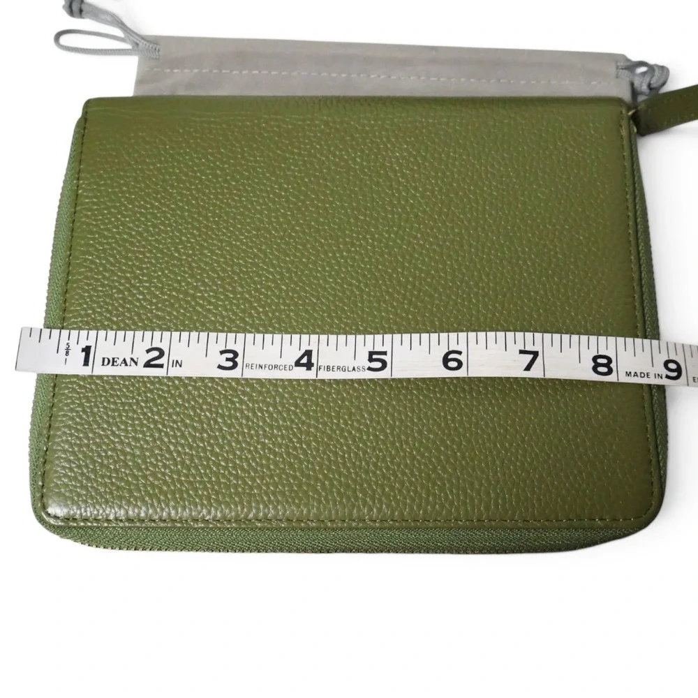 MOTERM Zip Around Planner Cover B6 Pebbled Leather Olive Green Folio